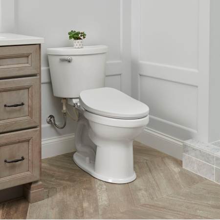 American Standard Champion PRO 4 Elongated Two-Piece Toilet with Champion 4 Flushing System, Right Height Bowl, and EverClean Surface + AquaWash 2.0 SpaLet Elongated Closed Front Manual Bidet Seat White
